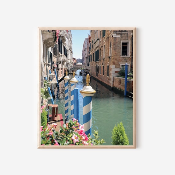 Blue Moorings in Venice - Italian Photography Print, Venice Italy Wall Art