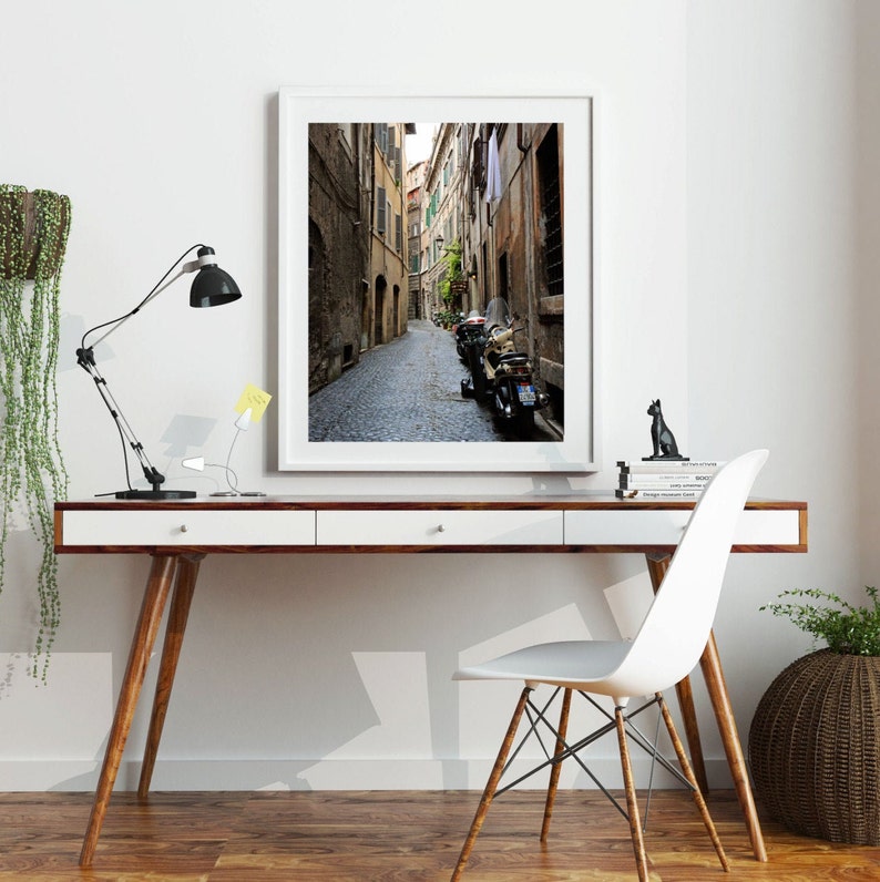 Rome Photo, Rome Italy Print, Rome Alley Print, Italian Vespa Picture, Rome Street Photo, Brown Grey Wall Art, Framed Travel Photography image 6