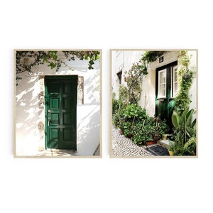 Emerald Green Wall Art - European Doors Photography Print Set - 2 Vertical Photographs - Mediterranean Pictures
