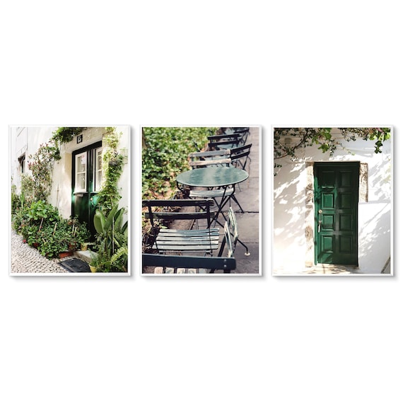 Emerald Green Print Set - 3 Vertical Photographs - Three Door Garden and Bryant Park Photos - Travel Photography Collection Pictures