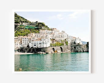 Amalfi Coast Italy Wall Art, Italian Coastal Photography Print, European Architecture Photo, Mediterranean Travel Decor