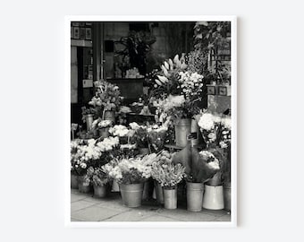 Paris Flower Market Print, Black and White Photography, French Home Decor