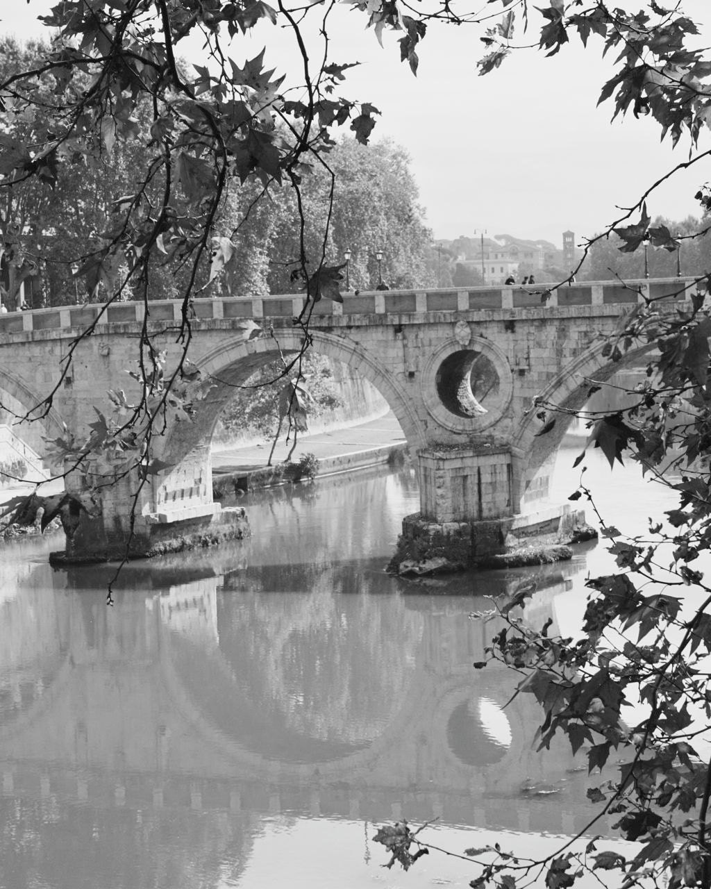 Black and White Rome Print, Ponte Sisto, Italy Photography, Italian