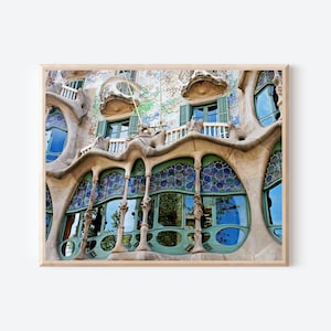 Barcelona Spain Print, Casa Batllo Photograph, Spain Photography, Gaudi Architecture Picture,  Large Wall Art, Spanish Mediterranean Decor