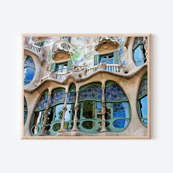 Barcelona Spain Print, Casa Batllo Photograph, Spain Photography, Gaudi Architecture Picture,  Large Wall Art, Spanish Mediterranean Decor