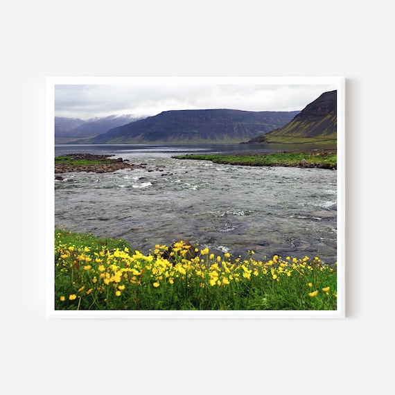 Icelandic Landscape Print, Dynjandi Waterfall Photo, Westfjords Photography, Iceland Nature Art, Mountain and Stream Wall Decor