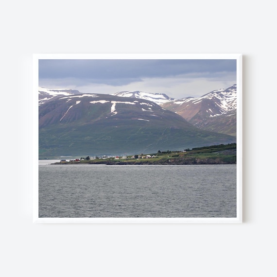 Iceland Fjord Village Art, Quiet Nordic Landscape Photography Print