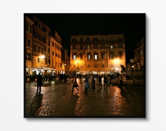 Rome Photography Print, Trastevere Photo, Night Photography, Gift from Rome Italy, Santa Maria Piazza Picture, Frame and Matt Available