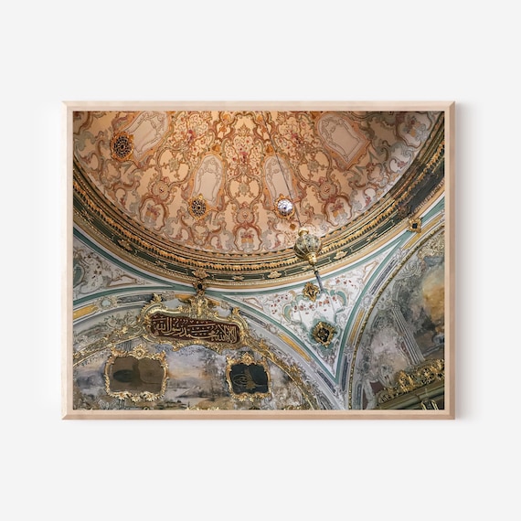 Topkapi Palace Ceiling, Ottoman Gilded Interior Photography Print