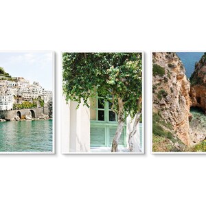 Summer Beach Print Collection - Mint Green Mediterranean Wall Art - Three Aqua Teal Travel Pictures - 3 Vacation by the Sea Photographs