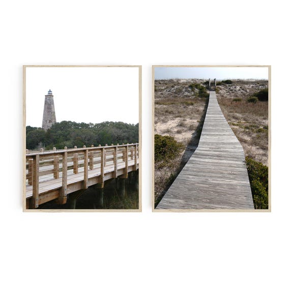 Bald Head Island Photography Print Set - Lighthouse & Boardwalk Coastal Wall Art