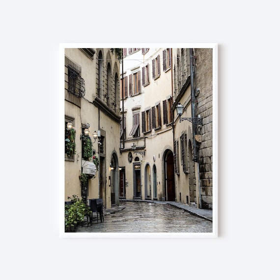 Florence Street After the Rain – Rainy Florence Italy Alleyway Photography Print