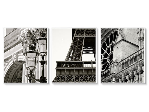 Paris Print Collection in Black and White Paris Gallery Wall | Etsy