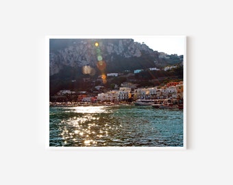 Capri Italy Print, Capri Photography, Mediterranean Wall Art, Italian Vacation Photo, Seaside Village Art, Turquoise Wall Art, Travel Art