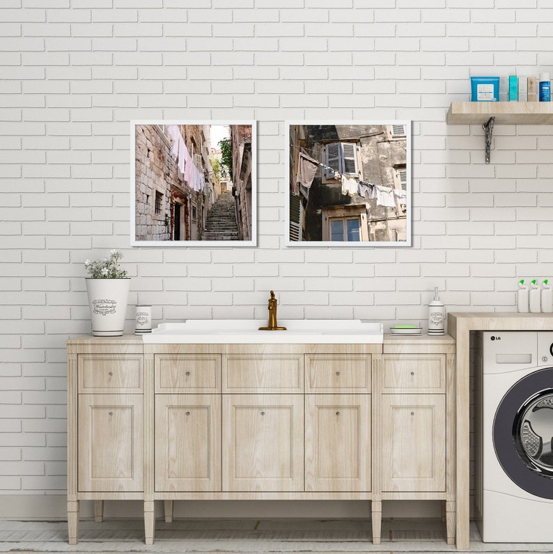 Laundry Room Wall Art Set of Two Laundry Square Photograph Etsy