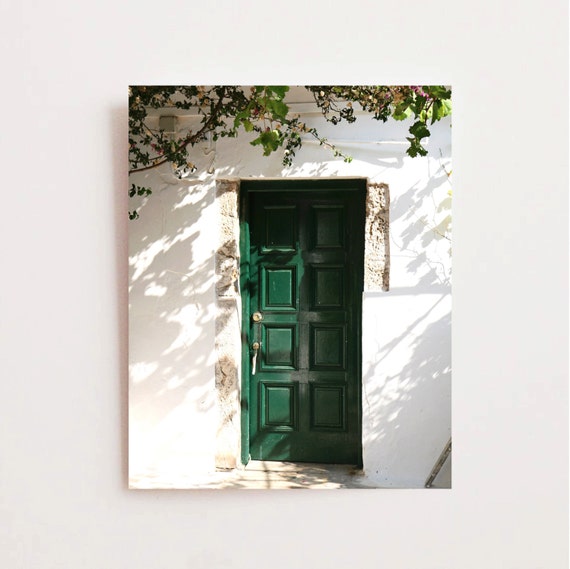 Green Door Photography Corfu Greece Photography Emerald Green Wall Art Mediterranean Decor Greek Travel Photo Monastery Print