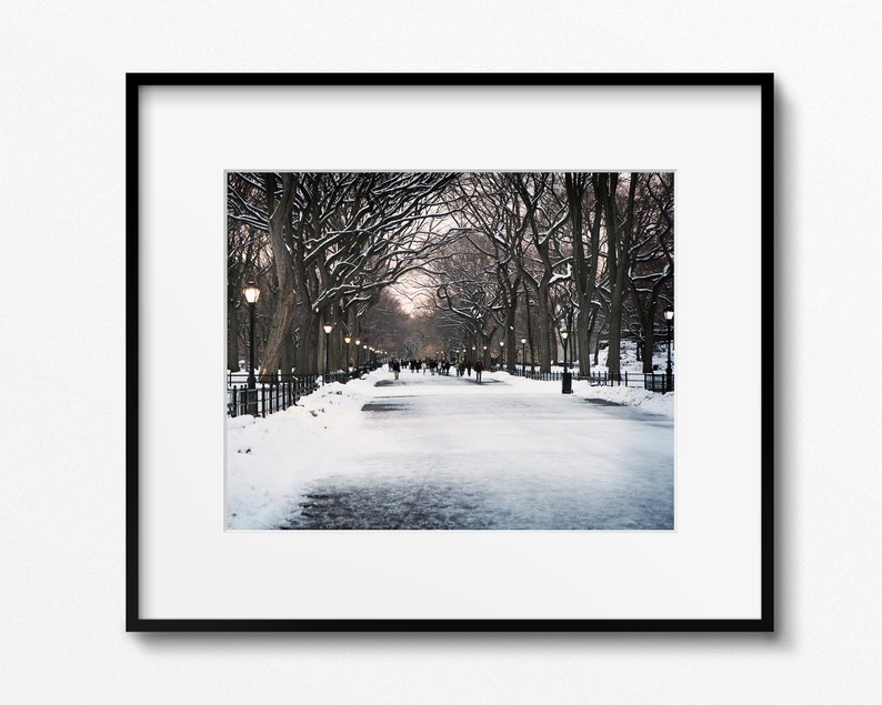 New York City Print, Winter Photography, Central Park Photo, Literary Walk Promenade, Poets Walk Art, Snowy Landscape, Winter in NYC Picture image 4