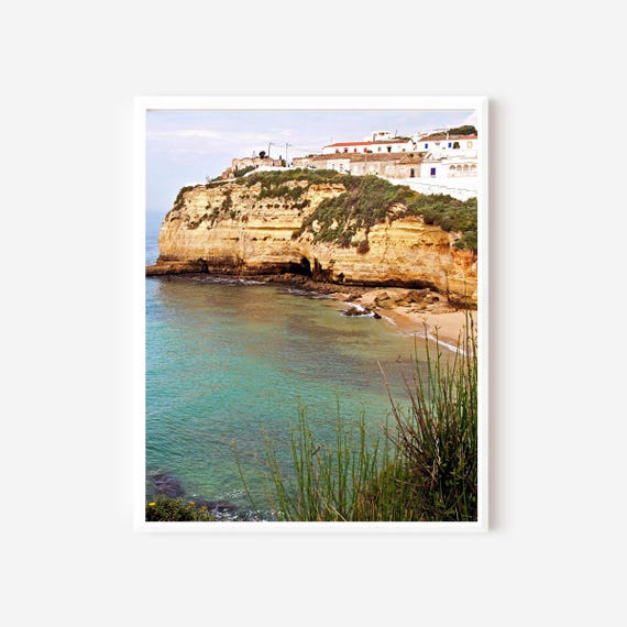 Algarve Print, Portugal Photography, Portugal Beach Print, Teal Wall Art, Portuguese Landscape, Modern Coastal Decor, Seascape Photograph