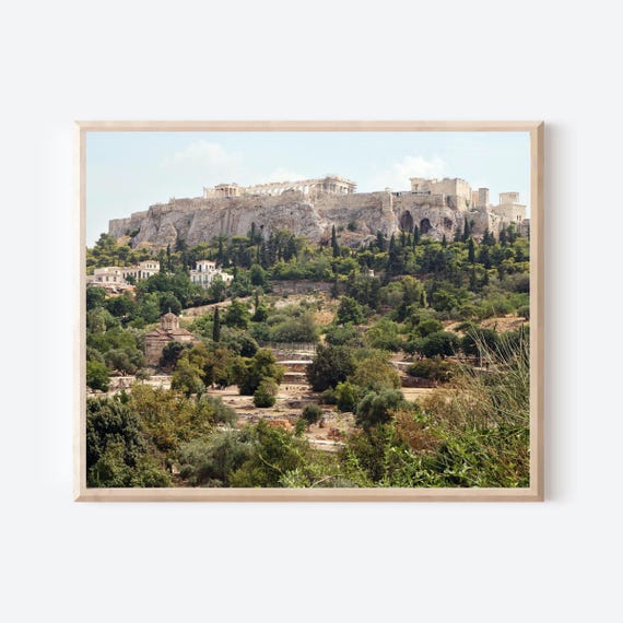 Acropolis Print, Athens Greece Photography, Greek Landscape, Rustic Mediterranean Wall Art, Travel Photography, Framed or Matted Print