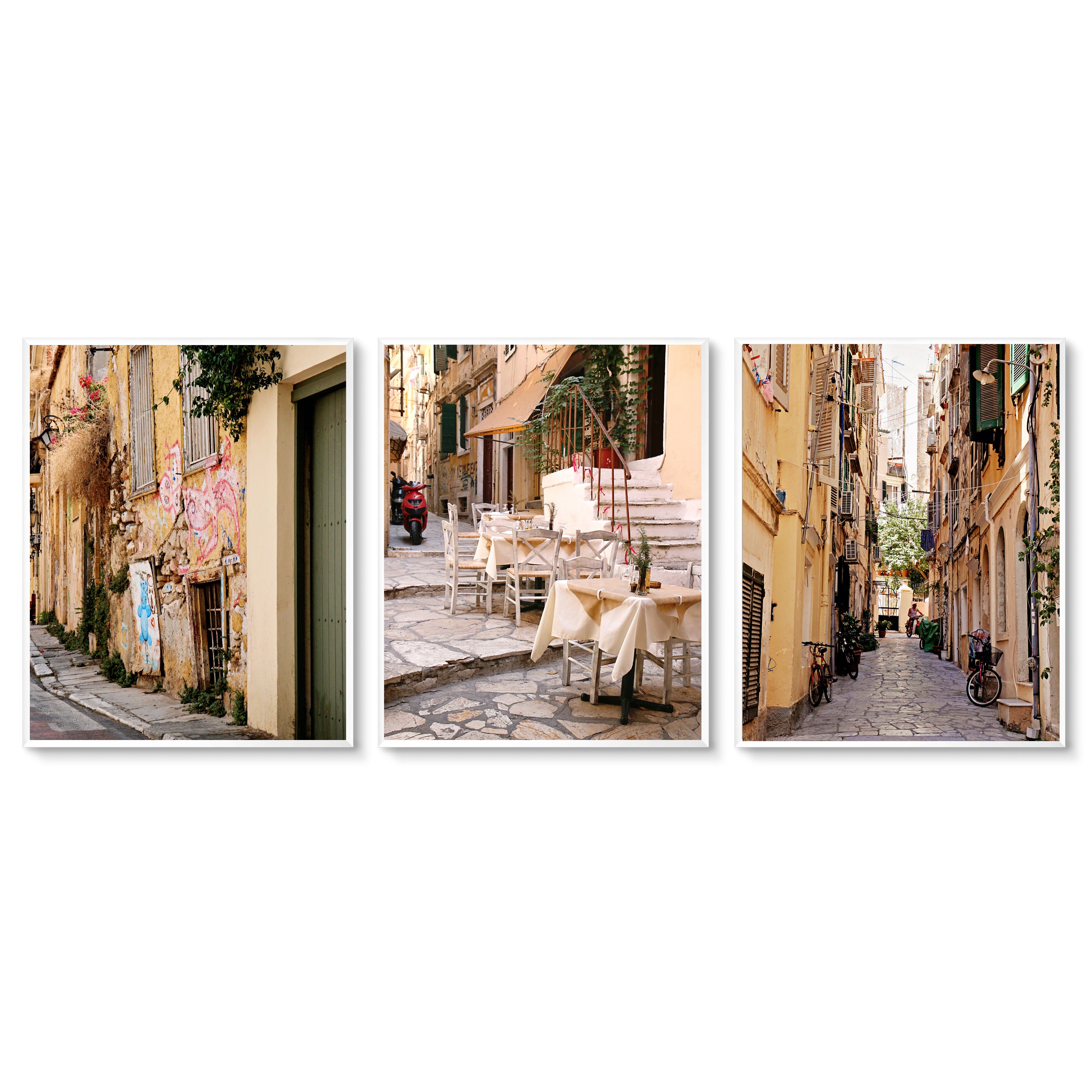 Greece Wall Art Set of Three Prints Athens and Corfu Photographs