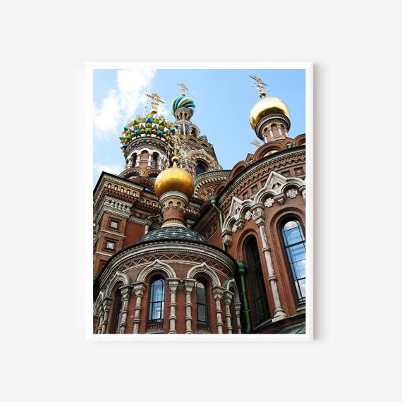 Church on Spilled Blood - St Petersburg Gold Onion Domes Architecture Photography Print