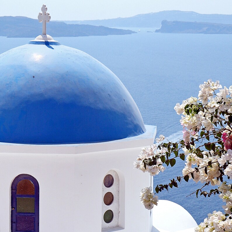 Four 5x5 Santorini Prints, Greece Photo Set, 4 Small Square Prints, Greek Island Photography, Mini Art, Mediterranean Decor, Santorini Gift image 3