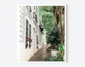 Puerto Rico Photography, San Juan Wall Art, Coastal Architecture Photograph,  Garden Alley Art Print