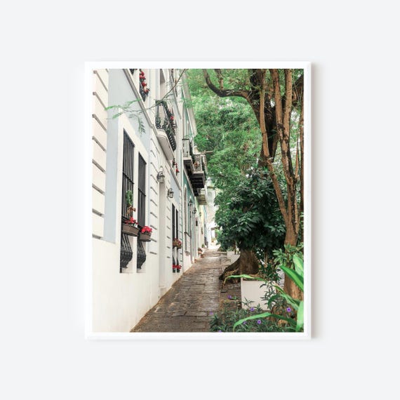 San Juan Garden Alley - Puerto Rico Photography Print, Tropical City Wall Art