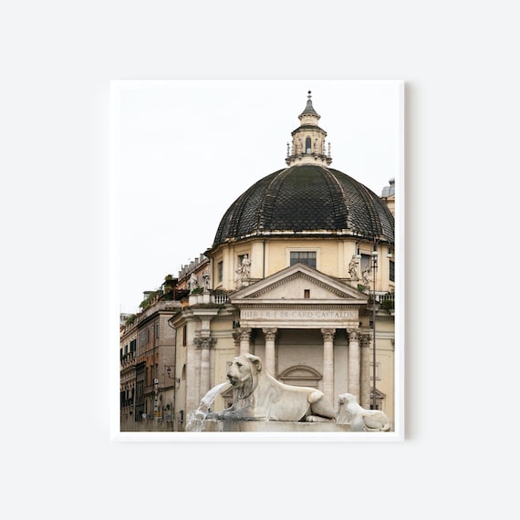Popolo Lions Photograph, Rome Architecture Photography Print, Italy Travel Photography