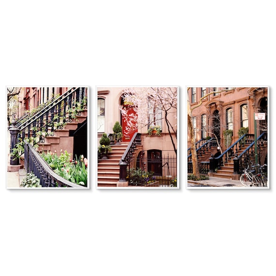 West Village New York City Three Print Photography Collection - 3 Manhattan Photos - Vertical Wall Art Set