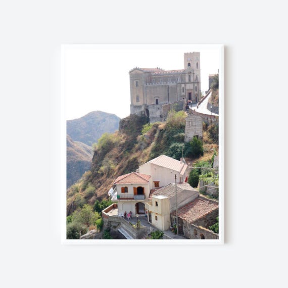Sicily Italy Photography, Church of San Nicolo Print, Savoca Photo, Godfather Movie Picture, Sicilian Landscape, Sicily Picture, Travel Art