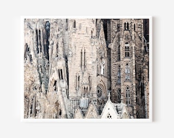 La Sagrada Familia Print, Gaudi Architecture, Barcelona Travel Art