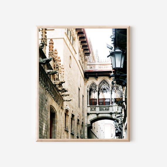 Gothic Quarter Photography Print of Pont del Bisbe from Barcelona Spain