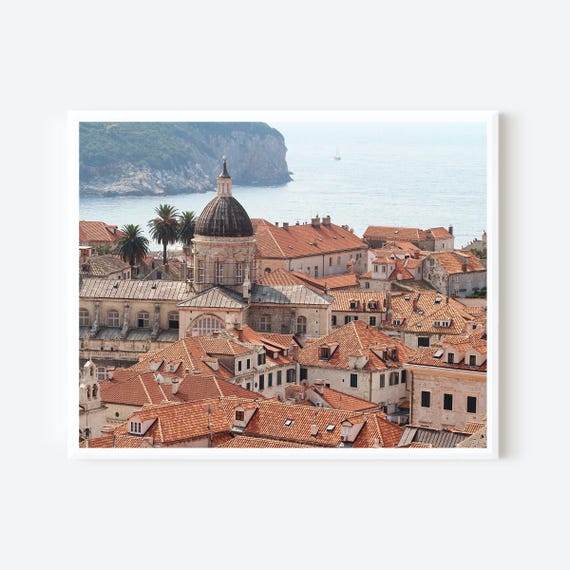 Croatia Photography, Dubrovnik Photo, Dubrovnik Croatia, Croatian Art, Terracotta Tile Rooftop Picture, European Landscape, Old Town Print