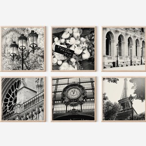 Paris Wall Art, Six Square Black and White Paris Photography Prints, Paris Print Collection, French Home Decor, Black and White Gallery Wall image 2