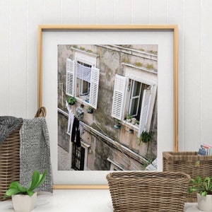 Laundry Room Decor, Laundry Print, Dubrovnik Croatia, Dubrovnik Art, Croatia Photography, Gray and White Art, Clothesline Photo image 7