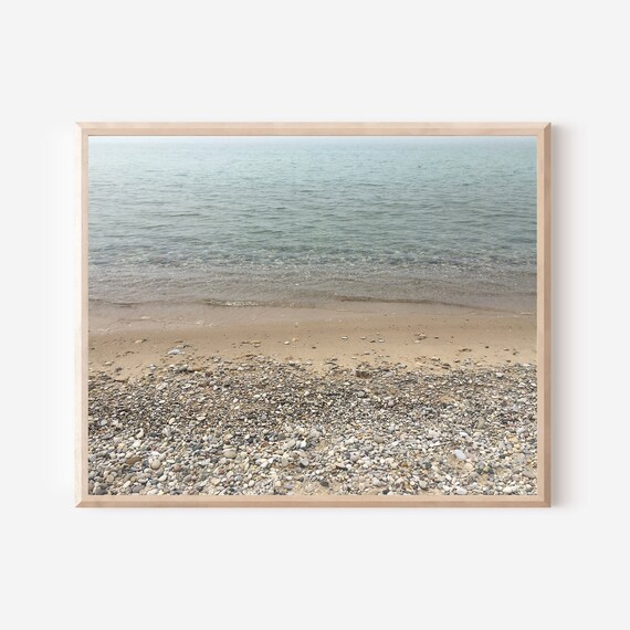 Charlevoix Photography, Lake Michigan Print, Beach Photograph, Coastal Home Decor, Petoskey Stones Picture, Clear Water,  Spa Bathroom Art
