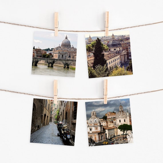 Rome Italy Print Set, 4 5x5 Square Photos, Italy Photography, Italian Gallery Wall Art, Four Roman Prints, Brown Home Decor