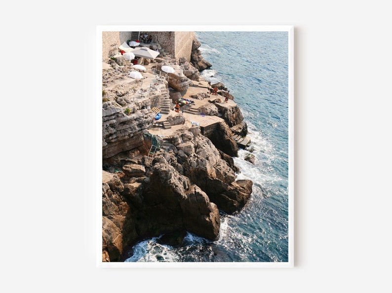 Croatia Print, Buza Bar, Dubrovnik Croatia, Dubrovnik Photography, Croatia Art, Travel Wall Art, Beach Cliffs Photo, Croatia Seascape image 1