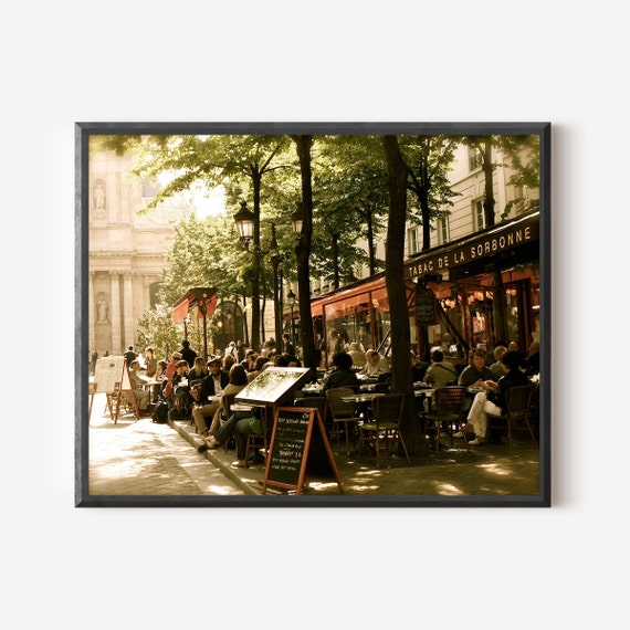 Paris Cafe Print, Paris Photography, Tabac de la Sorbonne Photo, Cafe Wall Art, Vintage Style Photo, French Bistro Photograph, Parisian Cafe