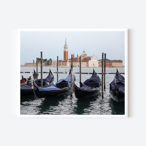 Venetian Gondolas at San Giorgio Maggiore - Venice Italy Photography Print
