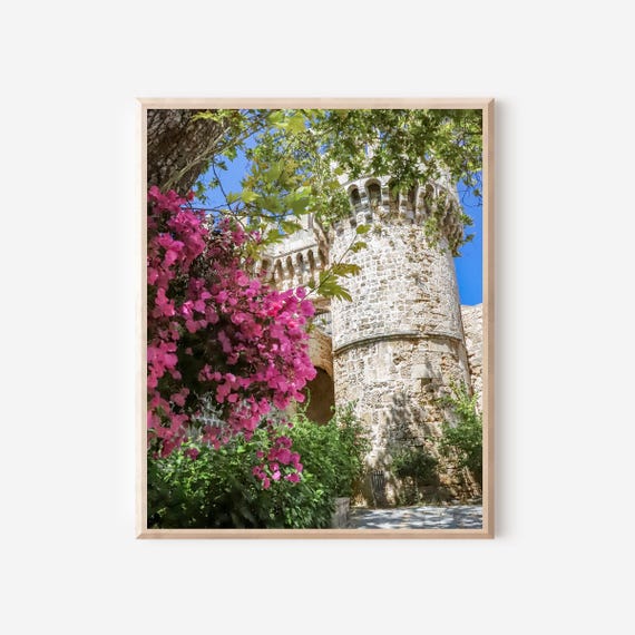 Blooming Rhodes - Medieval Garden Wall Photography Print from Rhodes Greece