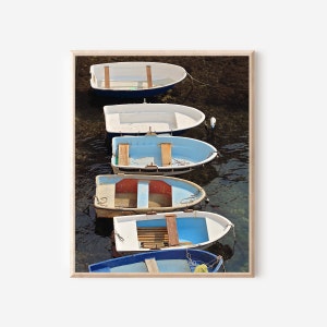 Row Boat Print, Nautical Wall Art, Dubrovnik Croatia Photography, Red White and Blue Photograph, Coastal Home Decor, Gift for Fisherman