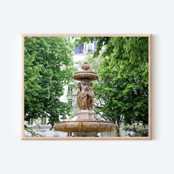 Paris Photography, Fountain Photo, Fontaine Louvois Print, French Home Decor, Green Parisian Wall Art, Park Photograph, Framed Paris Art