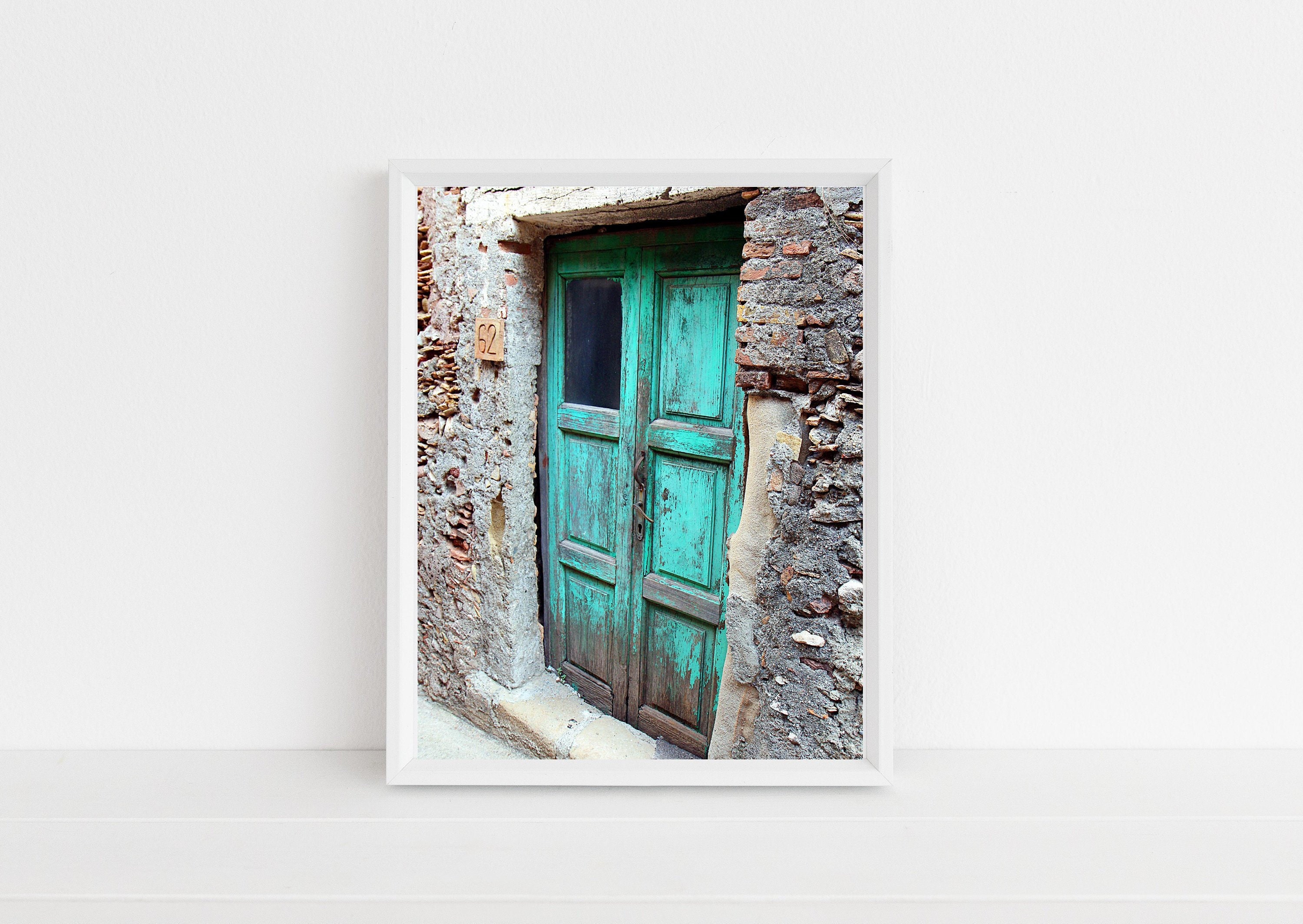 Aqua Door Photography Print From Sicily Italy Rustic Turquoise