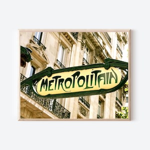 Impresión fotográfica de París, fotografía del letrero del metro, Metropolitan, decoración Art Nouveau, arte mural de galería francesa, imagen parisina, regalo para francófilos