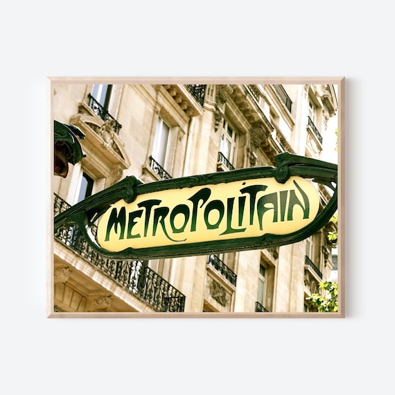 Paris Metro Sign Photography Print, Art Nouveau Wall Art, French Architecture Decor, Parisian Travel Photography