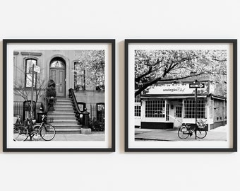 New York City Black and White Square Photography Print Set, Two