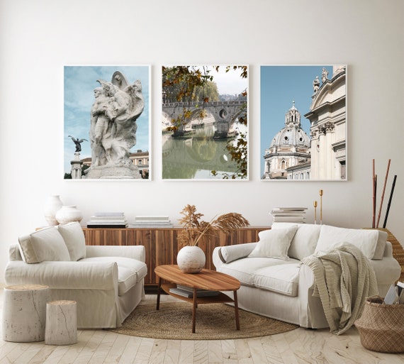 Three Rome Italy Prints - Italian Photography Collection - 3 Roman Architecture Photos - Blue and Cream Wall Decor - Travel Gallery Wall Art
