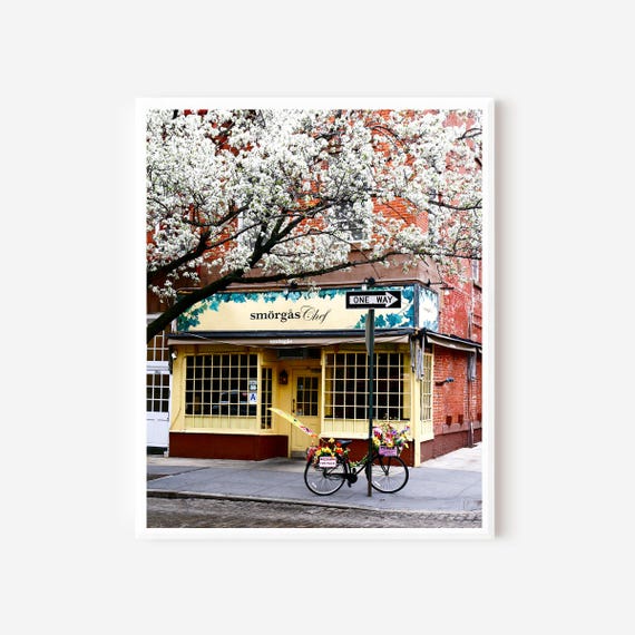 West Village Photography, NYC Restaurant Print, New York City Print, Bicycle Picture,  Manhattan Photograph, Cafe Wall Art, Smorgas Chef